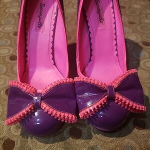Vintage Betseyville Betsey Johnson Wedge Heel Shoes Punk Zipper Bow Women's 10
